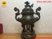 Đỉnh đồng song long chầu nguyệt cao 55cm