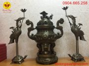 Bộ tam sự bằng đồng hun xanh giả cổ