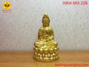 Tượng Quan Thế Âm bằng đồng dát vàng cao 42cm