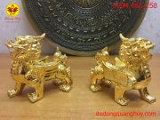 Tỳ Hưu bằng đồng mạ vàng 24k cao 12cm