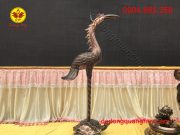 Đôi hạc đồng đỏ cạo màu cao 1m1