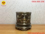 Mặt trước bát hương đồng khảm ngũ sắc