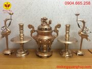 Bộ ngũ sự bằng đồng đỏ cao 60cm màu đồng đỏ