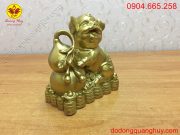 Tượng Heo đồng ôm hồ lô phong thủy