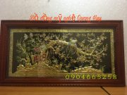 Tranh đồng Hoa Khai Phú Quý khung gỗ kích thước 1m7x90cm