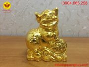 Tượng heo đồng, lợn đồng phong thủy mạ vàng 24k