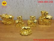 Tượng heo đồng, lợn đồng phong thủy mạ vàng 24k