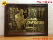 Tranh Bác Hồ bằng đồng xước giả cổ kích thước 81cmx65cm