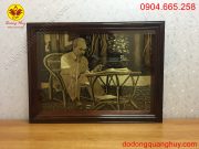Tranh Bác Hồ bằng đồng xước giả cổ kích thước 81cmx65cm