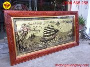 Tranh thuận buồm xuôi gió xước giả cổ khung gỗ