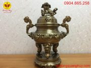 Đỉnh đồng cao 45cm màu hun xanh giả cổ