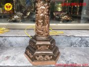 Chân đèn đồng đỏ cạo màu cao 1m1