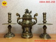 Bộ tam sự đồng vàng hai màu cao 55cm