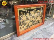 tranh hoa sen bằng đồng mạ vàng 24k kích thước 1m2x80cm