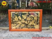 Tranh sen bằng đồng mạ vàng 24k