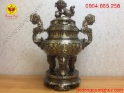 Đỉnh đồng khảm ngũ sắc cao 60cm