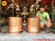 Hai bát hương đồng đỏ đường kính 50cm
