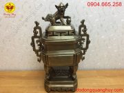 Đỉnh đồng vuông hun xanh giả cổ cao 55cm