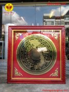 Mặt trống đồng ăn mòn bản đồ Việt Nam khung gỗ gụ