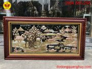 Tranh đồng Quê bằng đồng mạ tam khí kích thước 1m7x90