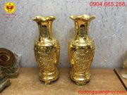 Đội lục bình bằng đồng mạ vàng cao 50cm