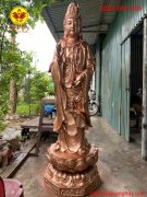 Tượng Phật Quan Âm bằng đồng đỏ cao 1m97