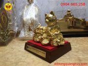 Tượng mèo bằng đồng dát vàng 9999 dài 20cm