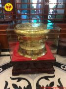 Trống đồng đường kính 80cm đồng đỏ dát vàng