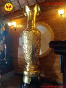 Đôi Lục Bình bằng đồng đỏ dát vàng 9999 cao 2m25