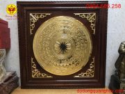 Mặt trống đồng đường kính 60cm mạ vàng khung gỗ 88cmx88cm