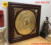 Mặt trống đồng đường kính 60cm mạ vàng khung gỗ 88cmx88cm
