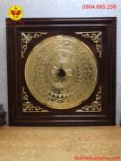 Mặt trống đồng đường kính 60cm mạ vàng khung gỗ 88cmx88cm