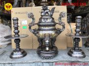 Tam sự đỉnh nến khảm ngũ sắc cao 70cm