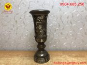 Ống cắm hương bằng đồng khảm ngũ săc