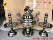 Bộ Tam sự đồng đỏ kham Tam khí cao 60cm