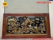 Tranh đồng Vinh Quy Bái Tổ bằng đồng dát vàng