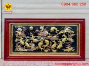 Tranh đồng cửu ngư hoa bằng đồng dát vàng